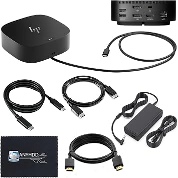 HP Docking Station for Laptop Dual Monitor and Charging Bundle - Dock 5TW10AA / 5TW10UT / #ABB with 120W Adapter + HDMI Cable + DisplayPort + USB-C + Microfiber Cloth (Renewed) - Image 2