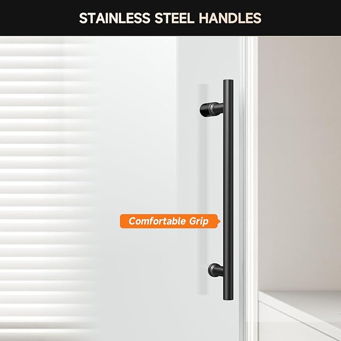 Frameless Shower Door, 56-60" W x 74" H 8mm Single Sliding Shower Door with 5/16" Clear Tempered Glass, Bathroom Glass Door for Walk-in Shower, Black