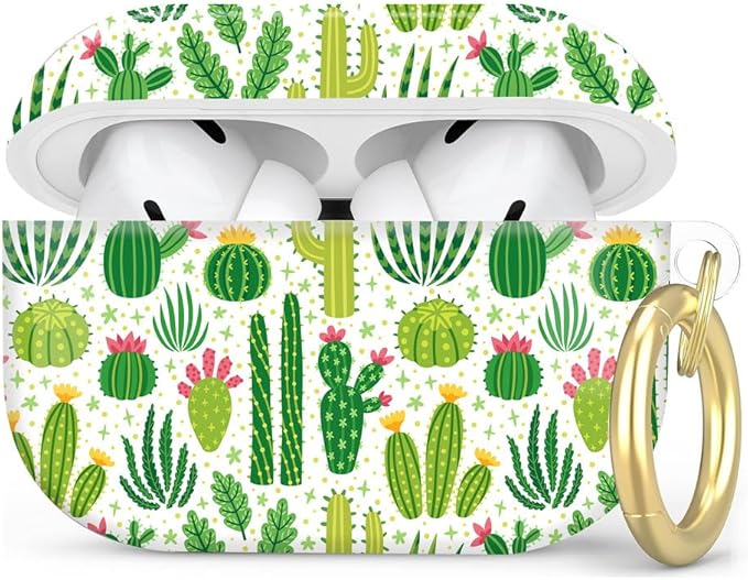 Compatible with AirPod Pro 2nd/1st Generation Case Cover with Key Chain,Full Protective Shockproof Wireless Headphone Case for Airpod Pro 2023/2022/2019(Cute Cactus)