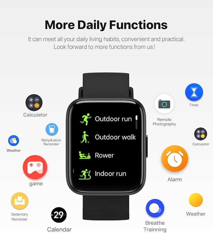 Smart Watches for Men Women - 1.83" HD 2025 Fitness Tracker with 100 Sports Modes, Heart Rate/Sleep Monitor, Bluetooth Call & Music Control IP68 Waterproof for iPhone/Android