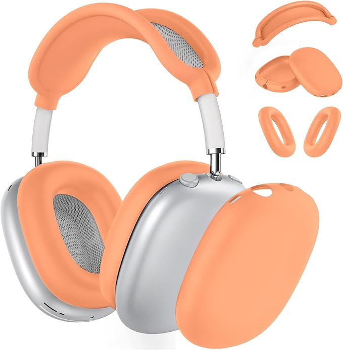 Silicone Case Cover for AirPods Max Headphones, Ear Pad Case Covers/Ear Cups Covers/Headband Cover for AirPods Max (USB-C/Lightning)(2024/2020), Soft Silicone Accessories for Apple AirPod Max, Salmon