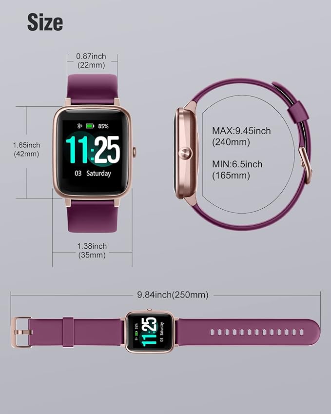 Fitness Tracker Fitness Watches for Women Men (Make/Answer Calls), 1.85" Smart Watch for iPhone/Android Phones, Heart Rate/Sleep Monitor Steps Tracker Watch Pedometer IP68 Waterproof