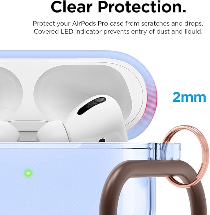 elago Compatible with AirPods Pro Case Clear - High Rating, TPU Transparent Shockproof, Protective Case Cover with Keychain, Gel Tape Included, Wireless Charging [Aqua Blue]