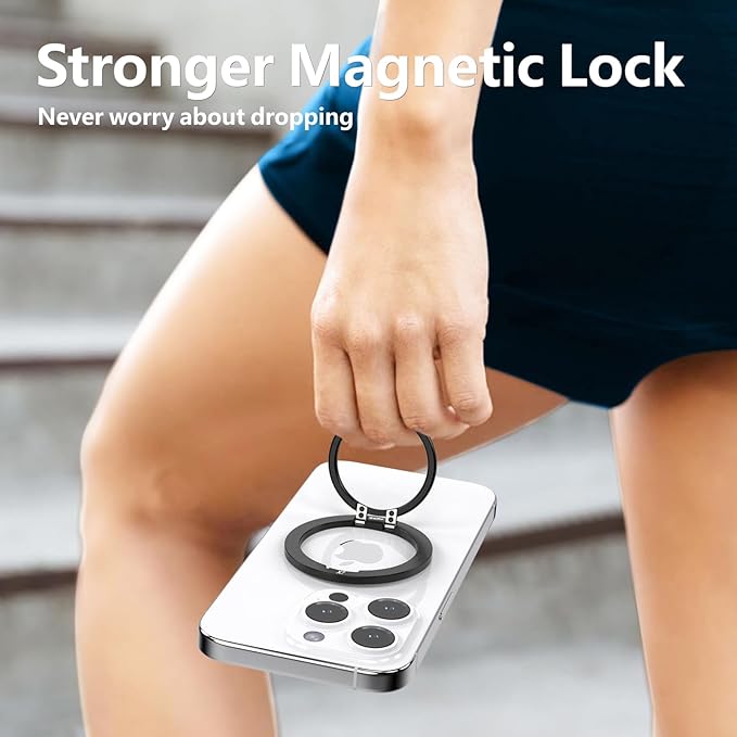 ZXM Magnetic Phone Grip for Magesafe,X7 for Magsafe Ring Stand,Magnetic Cellphone Ring Holder with Kickstand for iPhone 17 16 15 14 Air Pro Max Plus&Huawei,Samsung (Black)