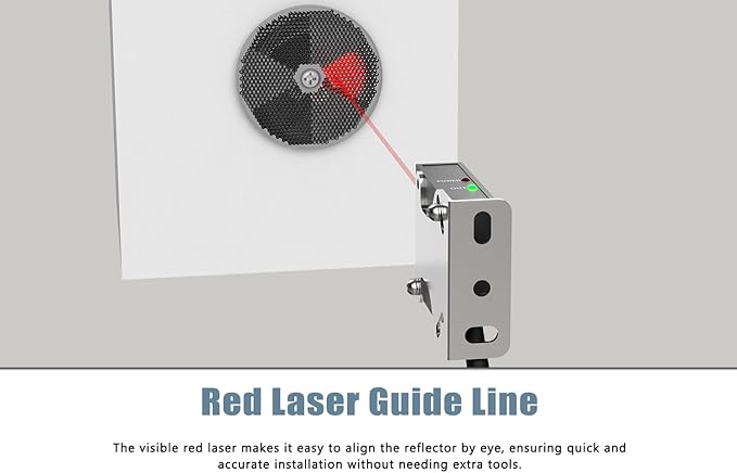Blütezeit Retro-Reflective Photoelectric Sensor, 40ft Visible Red Beam Wall Mounted for Automatic Swing & Sliding Gate Openers Indoor/Outdoor, Compatible with Blütezeit Gate Motors (ME-R12M1)
