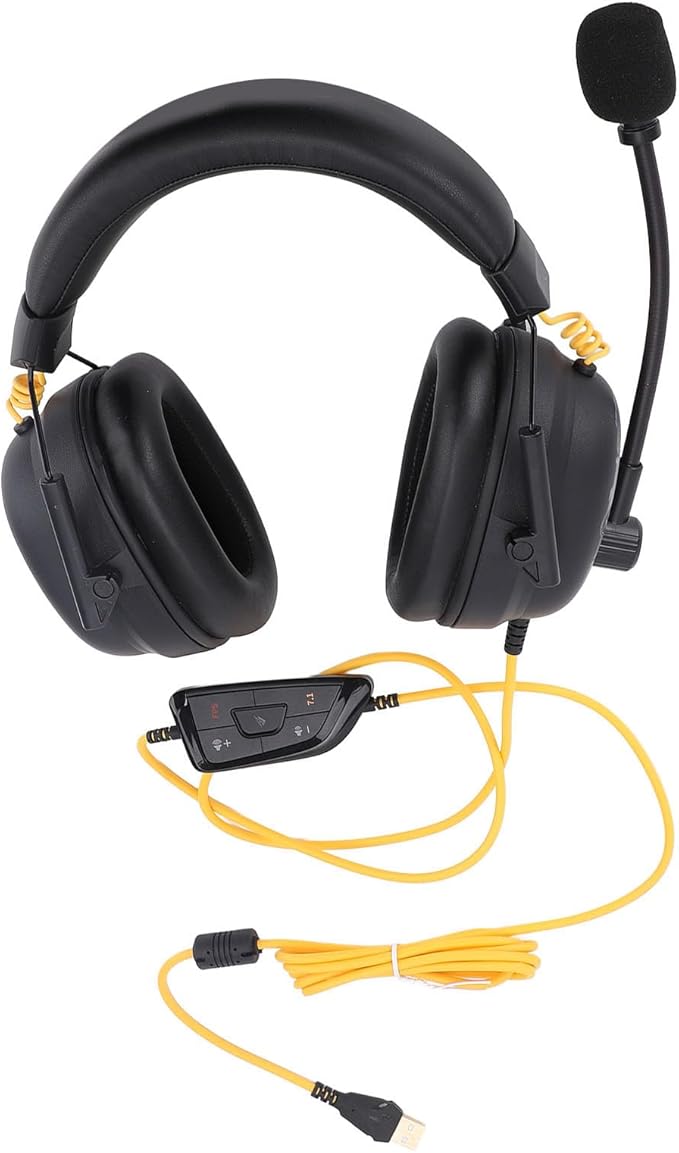 Bewinner Wired USB Gaming Headset with 50mm Drivers 7.1 Surround Sound Custom Sound Effects Software Noise Reduction Mic for PC Series X S (Black)