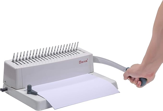 21 Hole Metal Binding Machine Comb Binding Manual Punch and Bind Operation Capacity:250 Sheets by BUYOR