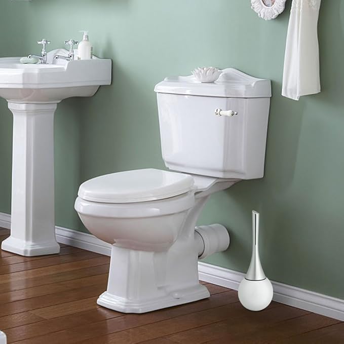 Toilet Brush and Holder Set, Toilet Brush Set Toilet Bowl Brush with Stainless Steel Base Toilet Bowl Brush and Holder for Home(02)