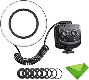 Godox RING72 Macro LED Ring Light with 8 Lens Adapter Rings, 5600K 10 Brightness Level for Camera, Video Production, Animal and Plant Photography for Canon Nikon Pentax Olympus DSLR Cameras