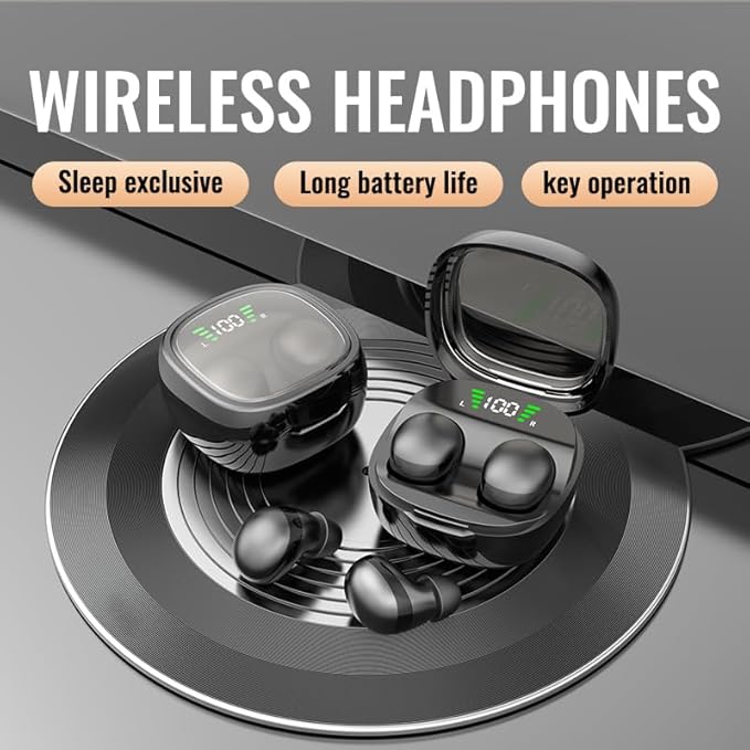 Micool Invisible Sleep Wireless Earphone, Waterproof Bluetooth Earbuds, Lightweight Sleep Headphones Bluetooth, Painless Invisible Sleep Earphones for Sensitive Sleeper, Long Battery Life (Black)
