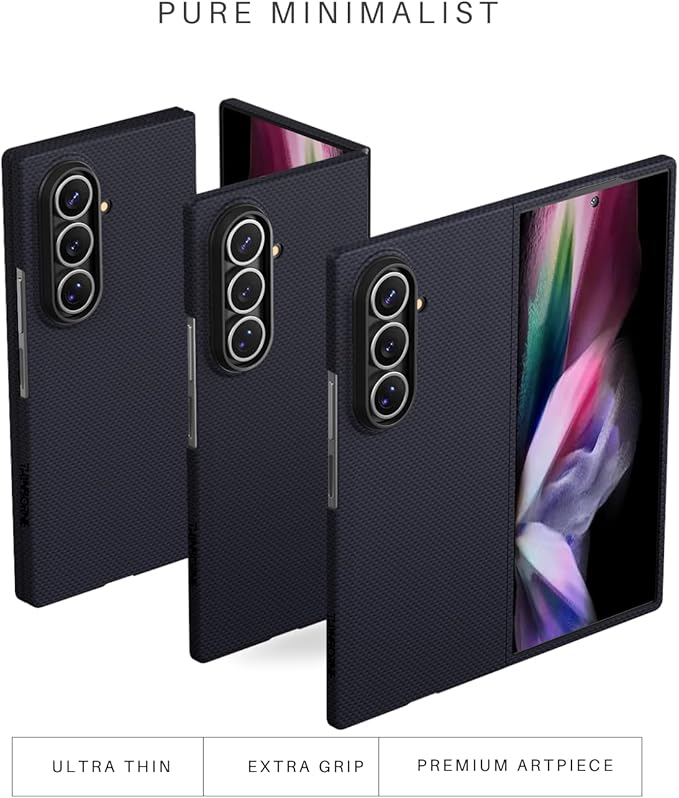 Thinborne Compatible with Samsung Galaxy Z Fold 7 Case, [600D Aramid Fiber] [Magnetic] [Ultra Thin] [Minimalist Style] [Carbon Fiber Textures] - Blue