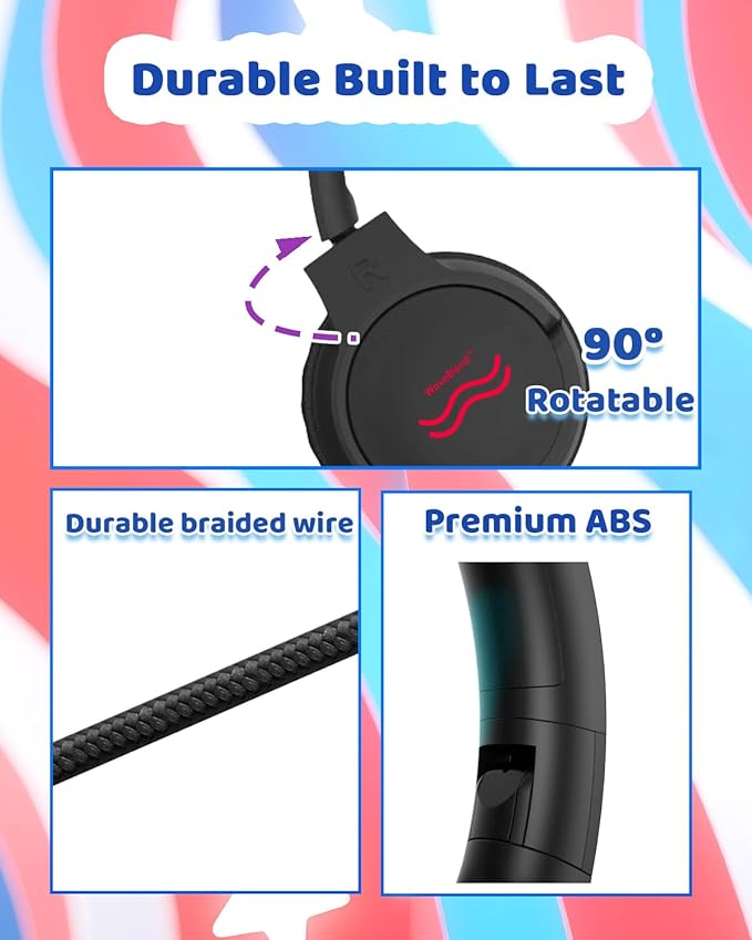 Wired Kids Headphones with Mic, Foldable, Volume Control Safe Listening(85/94dB), 3.5mm Jack on-Ear Headset for Chilren/Teens/Easter Day/School/Travel/Plane/Tablet/Laptop,Black-Red