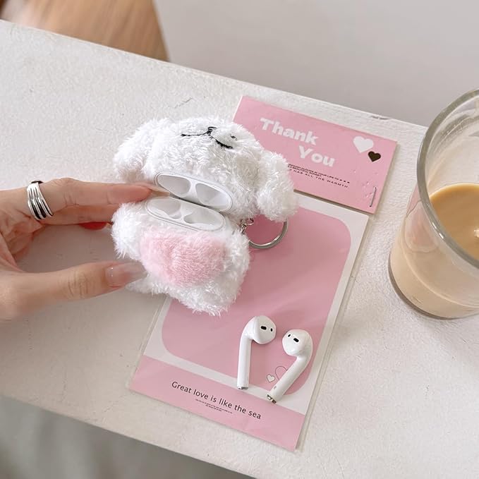 Yatchen Furry Case for AirPods Pro 3,Funny Cute 3D Cartoon Plush Kawaii Apron Bear Fluffy Soft Warm for AirPods Pro 3rd Generation Case Carrying Charging Box with Keychain Anti-Fall Protector