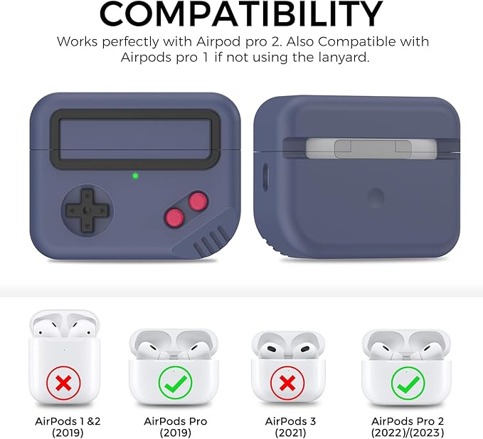 Silicone Airpods Pro Case Protective Covers Skin Game-Machine for Airpods Pro 2nd Generation (Midnight Blue)