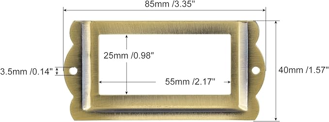 uxcell Metal Label Holders, 85x40mm 10pcs File Name Card Tag Label Holder Frame for Office Library Drawer Cabinet Shelves, Bright Bronze