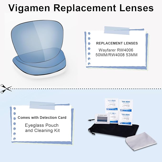 Replacement Lenses Compatible with Ray-Ban Meta Wayfarer RW4006 50mm Smart Glasses for Women Men-Non/Polarized Lenses