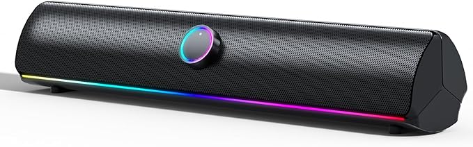 Computer Speakers for Desktop PC,Computer Sound bar,2600mAh PC Soundbar,Bass Boost,HiFi Stereo Bluetooth Desktop Speakers with Touch Buttons for Laptops,Phone,Great for Gamers,Families