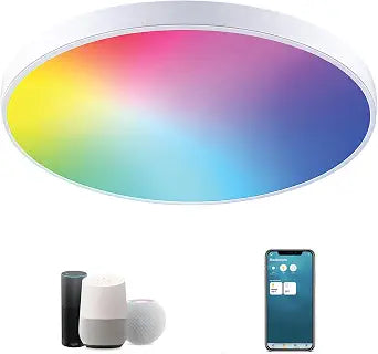 Matter Smart Ceiling Light, Matter Protocol, RGBCW Dimmable, 32W 2800 Lumens 200W Equivalent, Compatible with Alexa, Google Assistant, Apple Home, 2.4Ghz WiFi (Lumens, 2800)