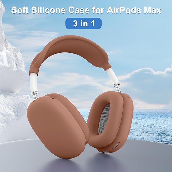 Silicone Case Cover for AirPods Max, Ear Pad Case Cover/Ear Cups Cover/Headband Cover for AirPods Max Headphones, Accessories Soft Silicone Protector for Apple AirPod Max New USB-C (2024) (Dune)