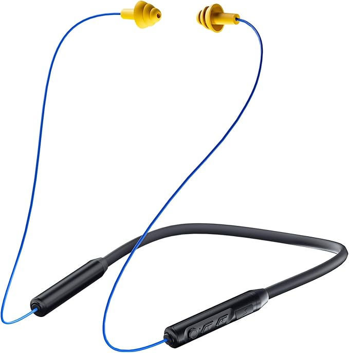 MIPEACE Bluetooth Earplug Headphones, Neckband Wireless Earbuds earplugs-29db Noise Reduction isolating in-Ear earplug Earphones and Controls,IPX6 sweatproof,20+Hour Battery(Blue)