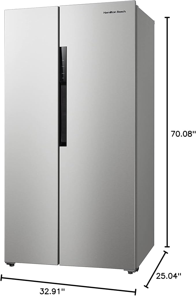 Hamilton Beach HBF1558 15.6 cu ft Counter Depth Full Size Refrigerator, Side Doors, Stainless