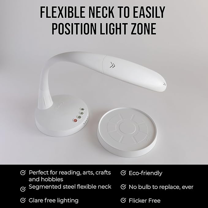 Stella GO 12W Portable Task Lamp, Dimmable, Custom Color Temperature, Adjustable, and Remote Controlled Modern Standing Lamp for Living Room, Bedroom, and Office Lighting (White)