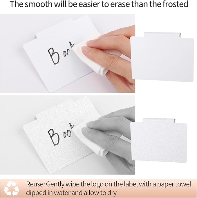 34 Pcs Basket Labels Clip on Set, Include 32 Kitchen Clip Label Holder Removable Storage Bin Labels with 2 Black Marker for Storage Bins Organization Box (White)