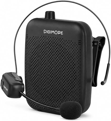 DIGIMORE Wireless Voice Amplifier for Teachers with Bluetooth | 10 Hours Battery | 10W Speaker | Headset Microphone for Travel, Yoga, Classroom Learning, Schools and Colleges (D-1200 WL)