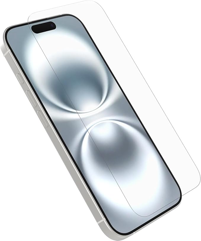 OtterBox iPhone 16 (Only) - Bundle: Symmetry+ Clear Series Case - Stardust Night (Silverflake/Trans Black) - Premium Glass Screen Protector - Snaps to MagSafe - Raised Edges Protect Camera & Screen