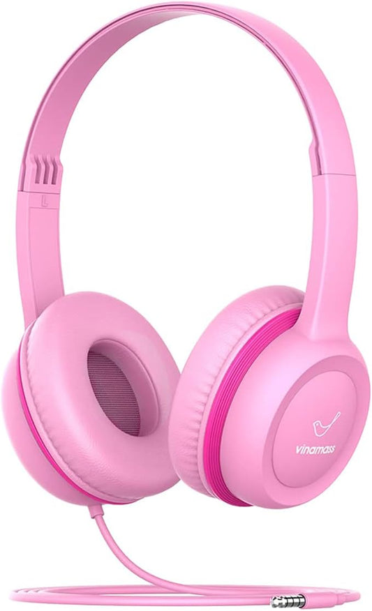 Kids Headphones, Wired Headphones for Kid with Safe Volume Limiter, Kid Headphone with Cord 3.5mm Jack, On-Ear Girls Boys Toddler Headphone for School