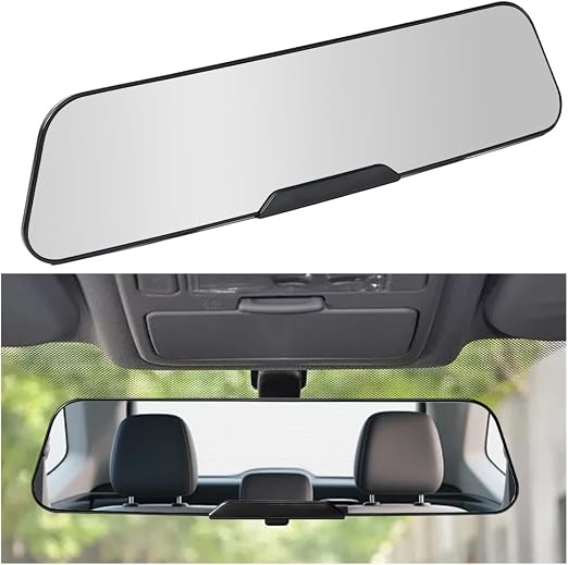 Car Rearview Mirror, 12 Inch Wide Angle Panoramic Convex Vehicle Clip-On Rear View Mirror, Automotive Interior Reduce Blind Spot Accessories, Universal for SUV Truck Sedan