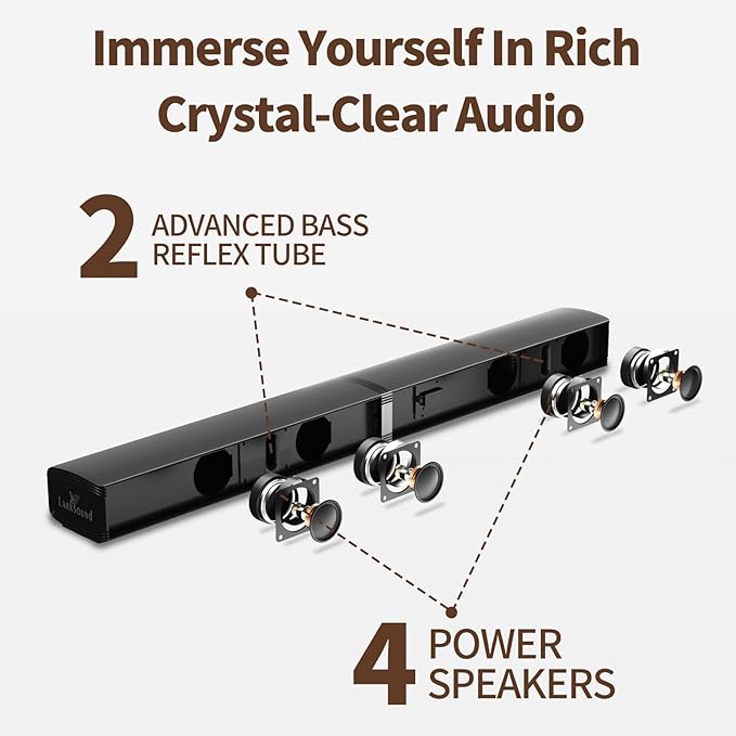 2.2 CH Soundbar for Smart TV, 2-in-1 Detachable Sound Bar for TV, Gaming Monitor, Surround Sound System, Bluetooth 5.3/HDMI-ARC/Optical/AUX Connections