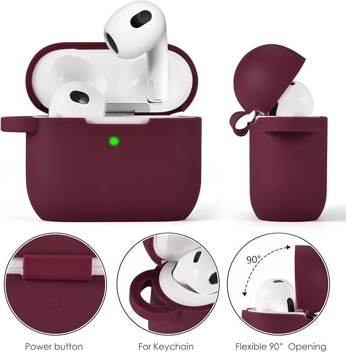 VISOOM Case for Airpods 3 Pink Airpods 3rd Cases 2021 Silicone for iPod 3 Earbuds Case Cover Women Wireless Charging Case with Accessories Girl Bling Keychain for Apple Ear Buds 3rd Generation