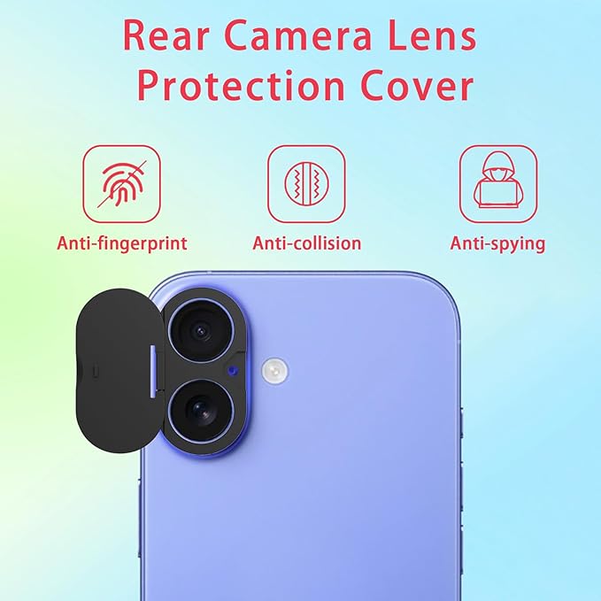 Phone Camera Lens Cover Compatible for Phone 17/16/16 Plus,Camera Lens Protector to Protect Privacy and Security,Strong Adhesive Black-2 Pack