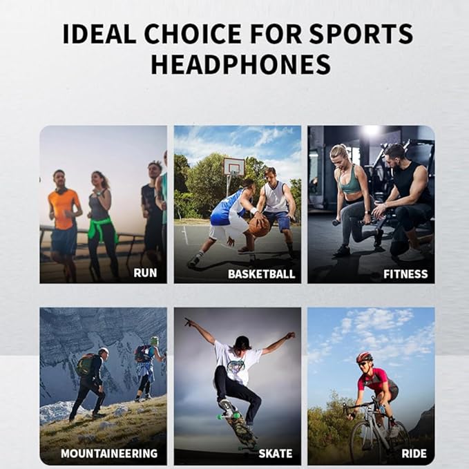 AYI True Bone Conduction Bluetooth Headphones Open Ear Headset Painless Wear Stereo Earphone 11H Playtime Lightweight Stable & Comfortable Sports Headphone for Driving Bicycling Running Skiing-White