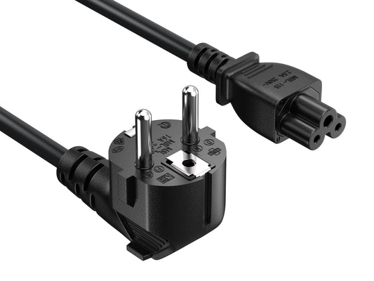 Cable Leader 6ft CEE 7/7 to IEC320 C5 Right Angle European Schuko Power Cord for Notebook 18AWG 10A/250V, 3-Prong European Travel Plug, Power Cord for Type F