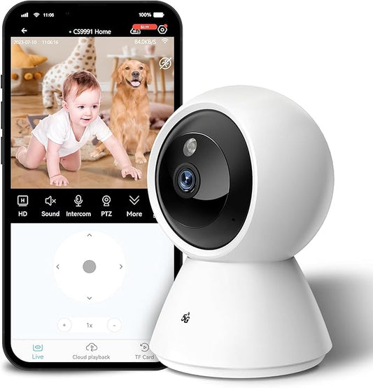 BJR 2K HD Security Camera Indoor, 5G & 2.4G WiFi Camera, Pan/Tilt Pet Camera with Motion Detection, Night Vision, 2-Way Talk, Home Cam Compatible with Alexa