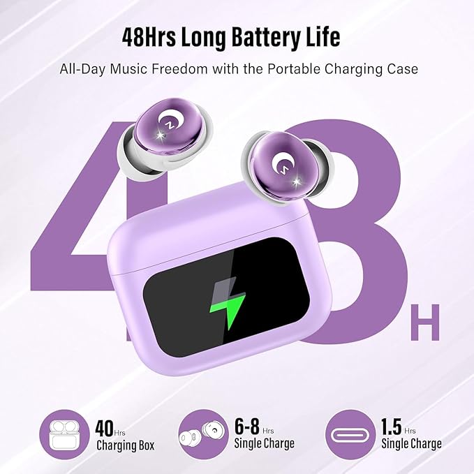 Sleep Earbuds Bluetooth 5.4 in Ear Smart Touch Screen Headphones, 48H Noise Cancelling Ear Buds with 5 EQ Modes, Mini Wireless Headphones Small Design for Side Sleepers, Clear Calls Earphones, IPX7