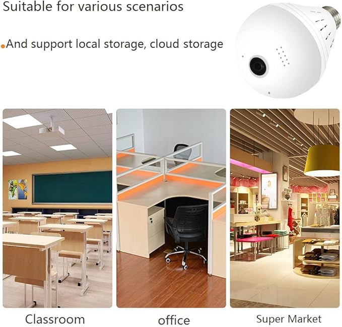 1080P Light Bulb Camera Garage Wireless Surveillance Camera Compatible with Alexa for Baby Room WiFi 2.4GHz E27-AOLANS