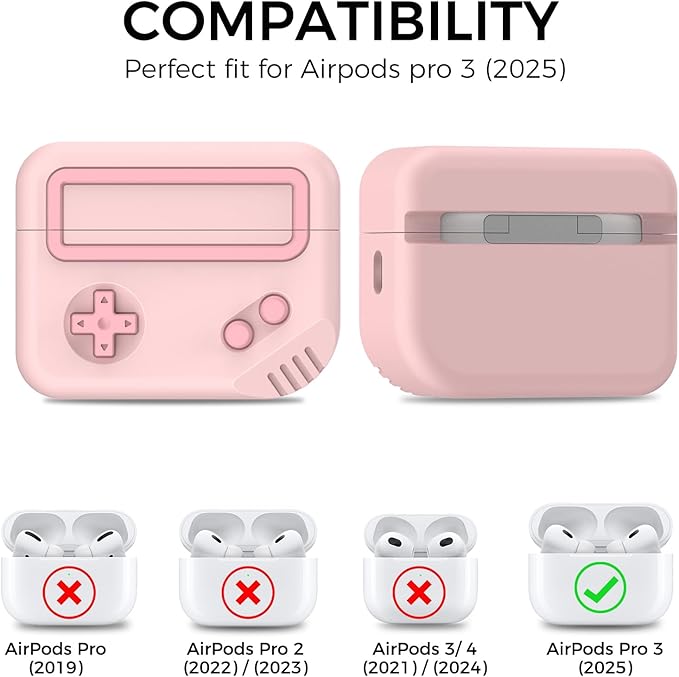 for AirPods Pro 3 Case - 2025 Silicone Game Console Design Case for Apple AirPods Pro 3rd Generation, Cute Airpod Pro 3 Cover for Men/Women (Pink)