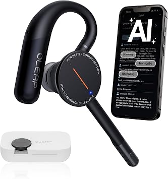 Archer AI Voice Recorder Earpiece, Wireless Single Ear Bluetooth Headset, Meeting Assistant with Transcription, AI Noise Canceling 50dB, AI Transcribe & Summarize with App for Office/Meeting/Driving