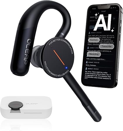 Archer AI Voice Recorder Earpiece, Wireless Single Ear Bluetooth Headset, Meeting Assistant with Transcription, AI Noise Canceling 50dB, AI Transcribe & Summarize with App for Office/Meeting/Driving
