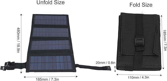 Backpack 20W USB Solar Panel - Foldable Portable Charger with Oxford Fabric, Intelligent Charging for Outdoor Devices (Black)