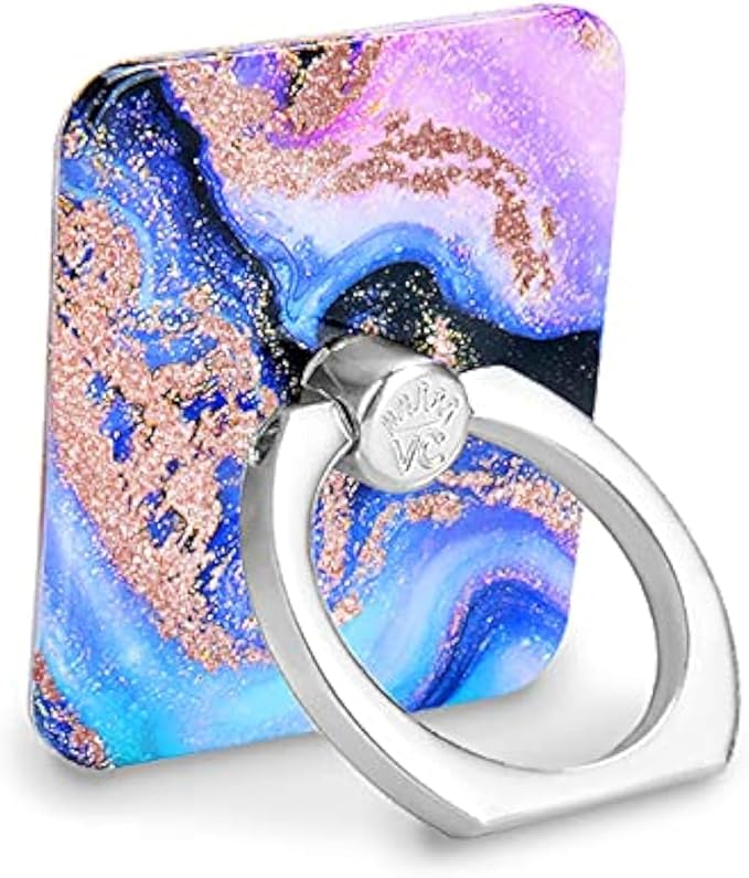 Velvet Caviar Cell Phone Ring Holder - Finger Ring & Stand - Improves Phone Grip Compatible with iPhone, Galaxy and Most Smartphones (Galaxy Glitter)