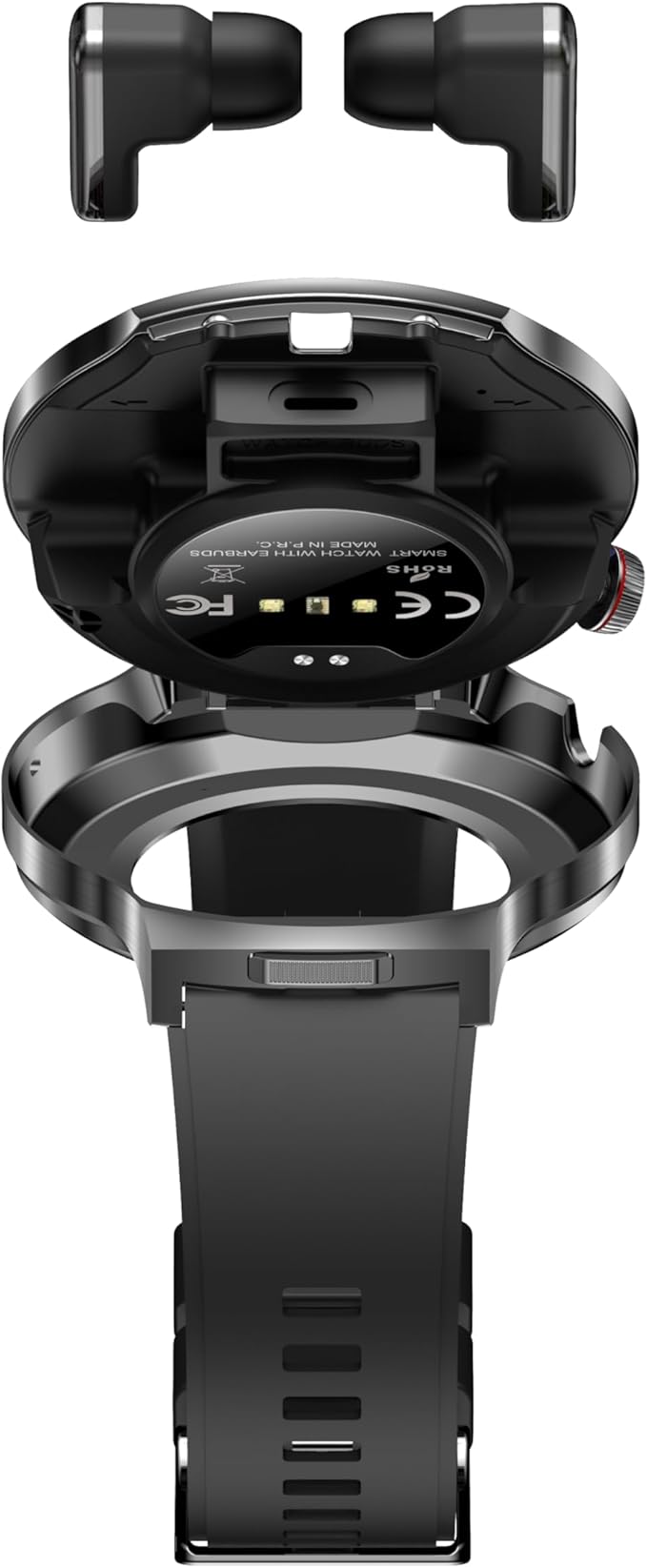 Smart Watch with Bluetooth Earbuds, 1.85-Inch Round HD Screen, Military Style, IP67 Waterproof, 100+ Sports Modes, Heart Rate Monitor, Sleep Tracker, Music Control