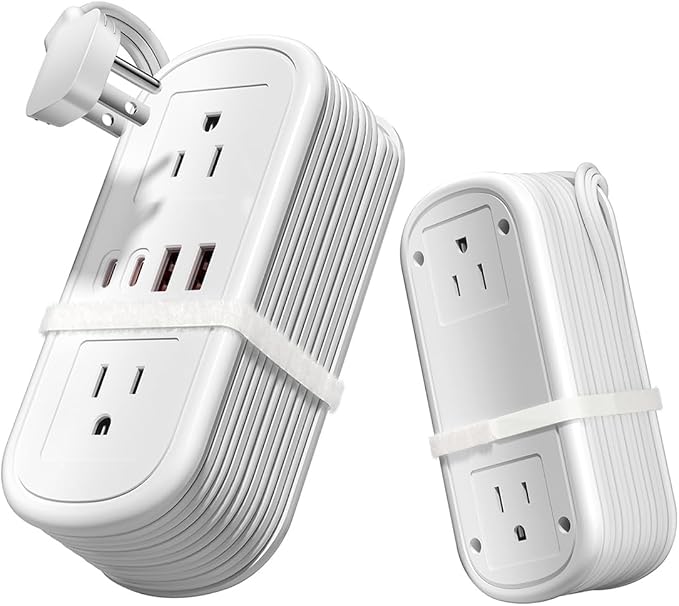 8 in 1 Travel Power Strip 4 Outlets with 4.9FT Extension Cord, Flat Plug Power Strip with 2 USB-A & 2 USB-C Ports for Multiple Devices for Travel/Dorm/Office, Travel Essentials (1 Pack) - Image 8