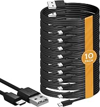 BRENDAZ 1ft. Micro USB Cable - 10-Pack- Micro USB to USB Charging & Data Transfer Android USB Cord, Compatible with Kindle Fire HD Tablet, Xbox One S X, Galaxy S6, S7 Edge J7, Note 5 4 (1-Feet)