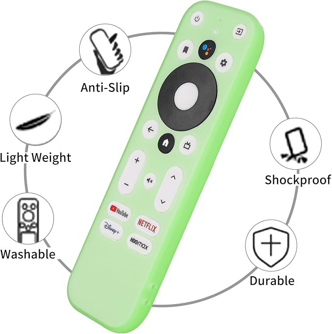 Silicone Remote Control Case Compatible with Onn 100024646 100026240 4K UHD Stick TV Box Remote Shockproof Protective Shell Cover with a Lanyard (Fluorescent Green)