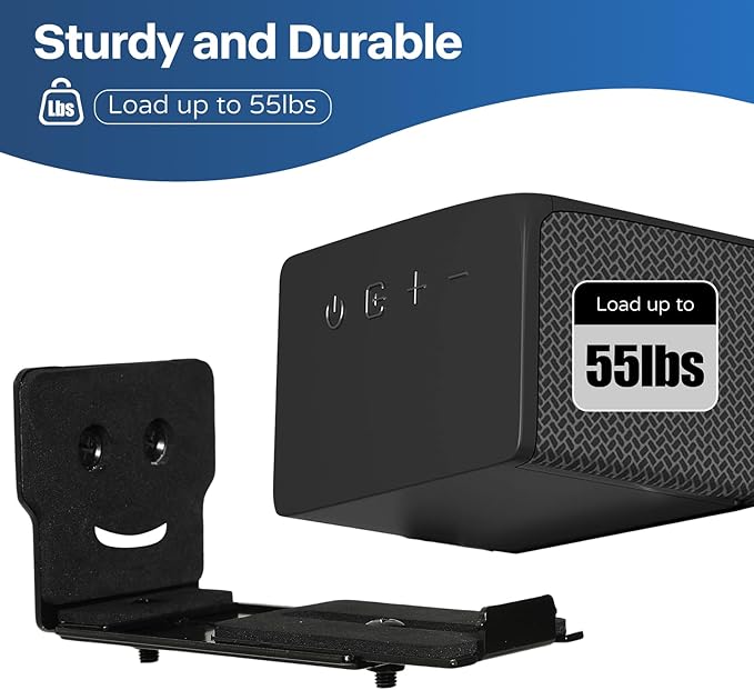 Soundbar Wall Mount Bracket - Universal Speaker Mounting for Samsung, Sony, LG, Vizio, Bose, JBL and More, Sound Bar Mounts for Living Room, Bedroom, Depth Adjustable 3.1”-5.1”, Hold up to 55 lbs