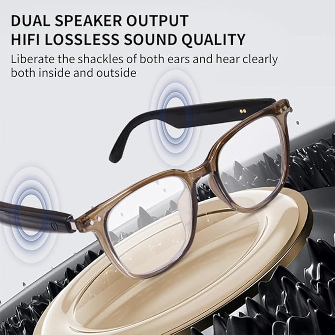 Smart Glasses Bluetooth Audio Sunglasses for Men Women with Dual Stereo Speakers, Open Ear Music &HD Calling, Touch &Voice Assistant, UV Protection—Transparent